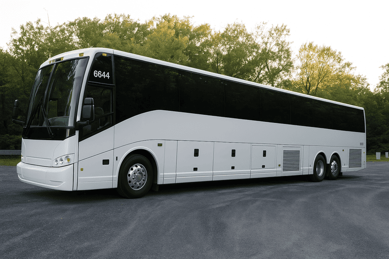 exterior of Charter Bus Rental Mansfield coach bus